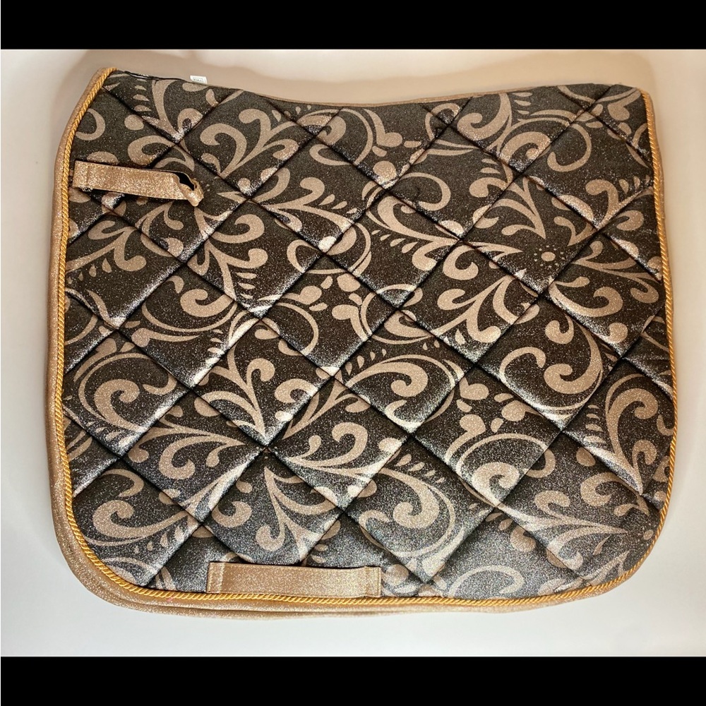 Glitter black with gold damask dressage full saddle pad NEW Los Muertos Eq